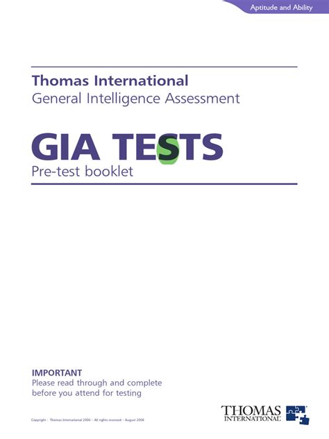 thomas gia test practice|Example Booklet .